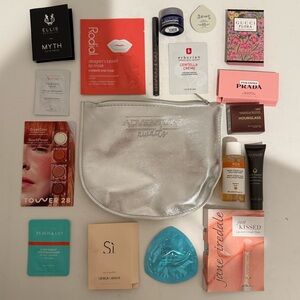 Luxury High End Beauty Skincare Makeup Samples Trial Size Bundle Silver Bag